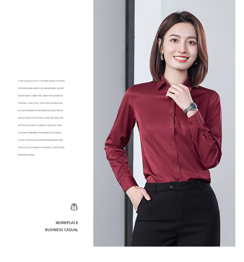 Slim commuting plain elastic long-sleeved shirt for women 188-805 long-sleeved shirt for women