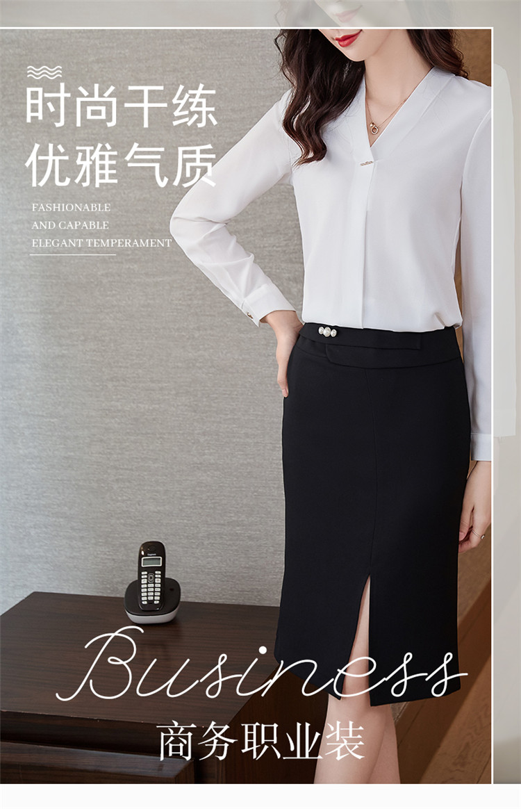 Temperament elegant V-neck professional long-sleeved shirt for women DY2-028 long-sleeved shirt