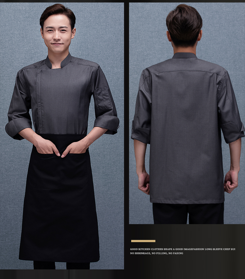 Cotton Shaka three-quarter sleeve zipper chef uniform top universal style H02-21LY004-006