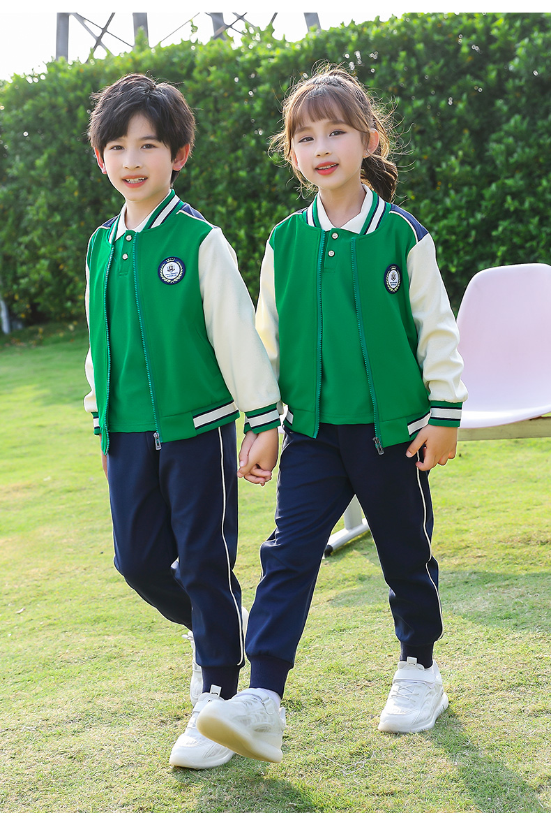 Autumn and winter primary and secondary school students sports British style school uniform long-sleeved suit two-piece suit (including badge) 669-302