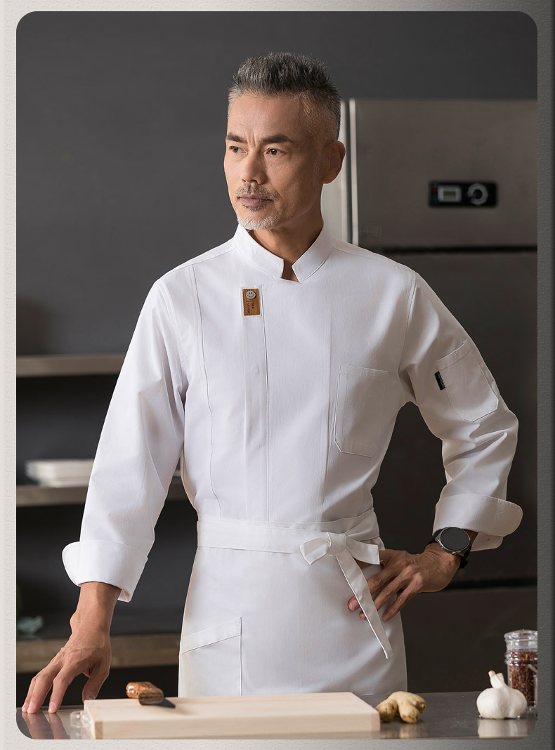 Smiley face long sleeve chef uniform top H01-22103