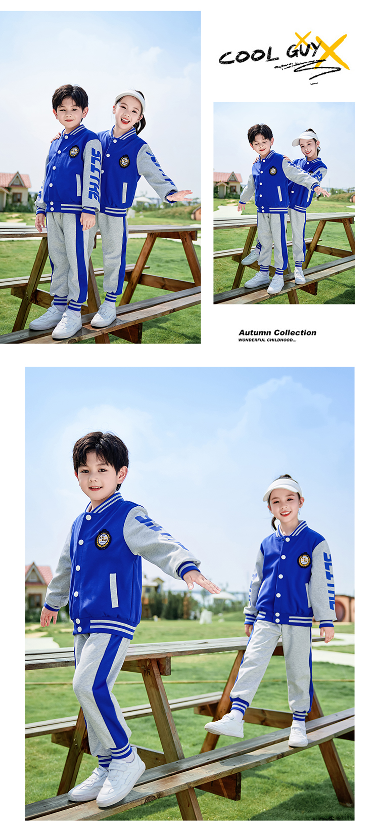 Fashionable contrast color stitching sports children suit 455-9306