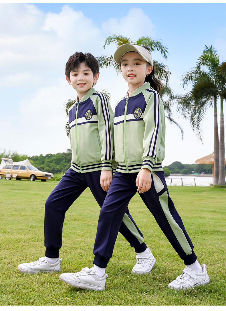 Campus style primary and secondary school students kindergarten uniform sports meeting two-piece suit 215-9128 (with label)