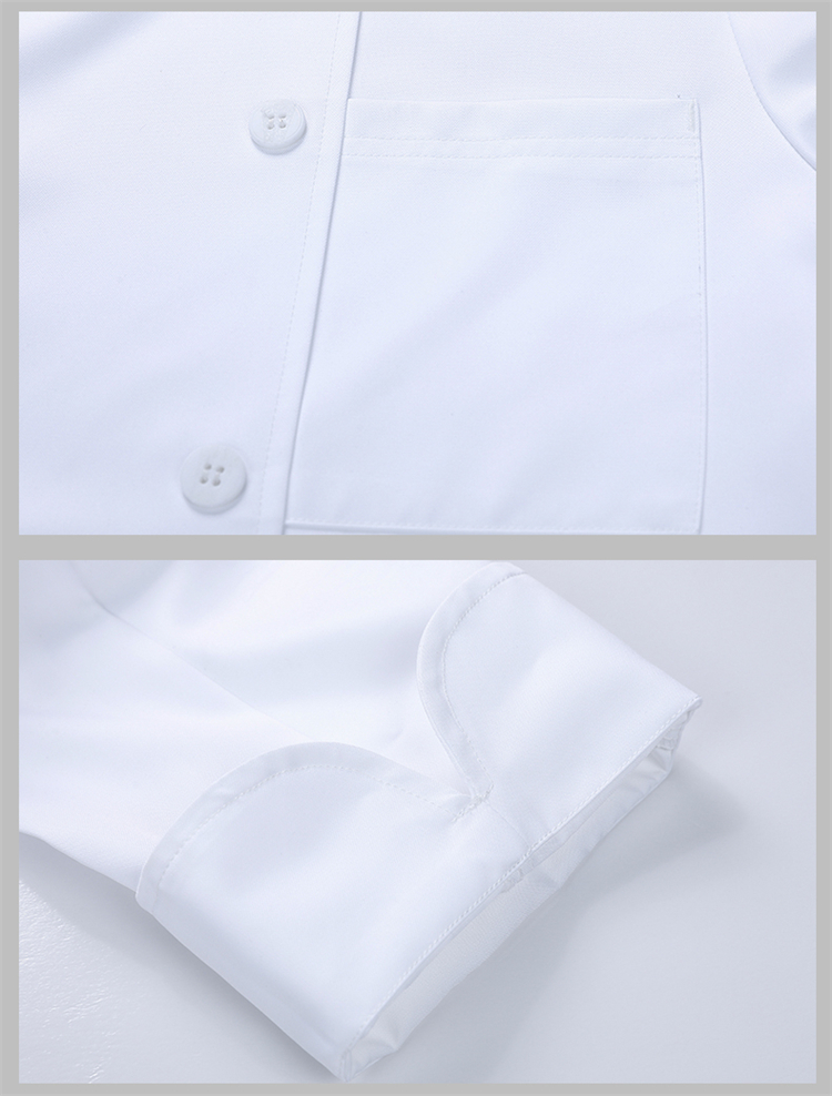 Imitation cotton sea pure flower flat button long sleeve chef uniform H12-sea pure flower flat button