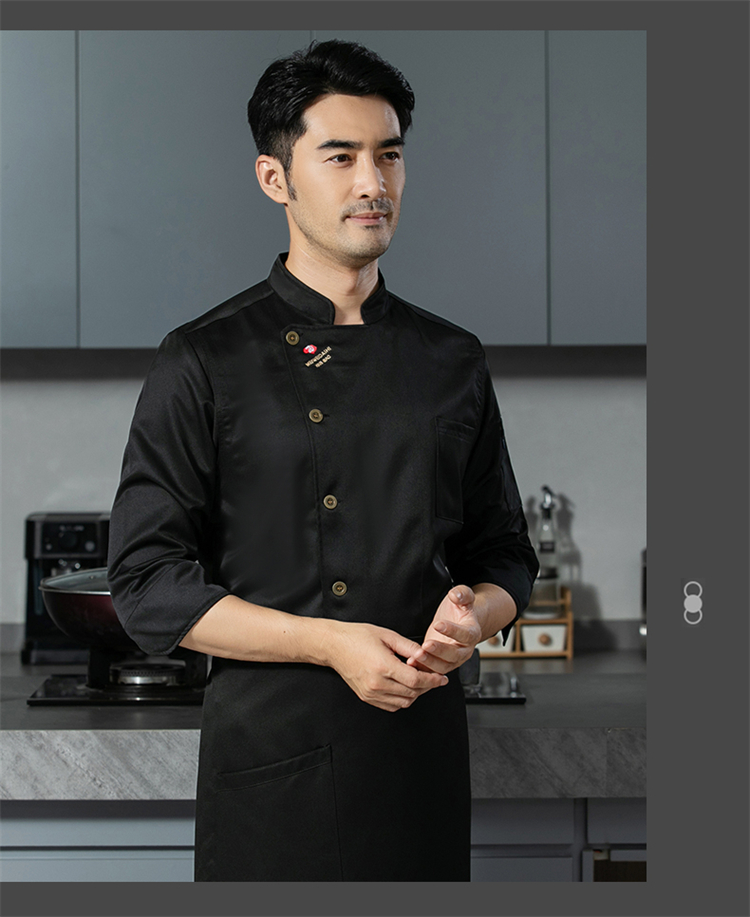 Loose and comfortable Ming copper imitation cotton three-quarter sleeve chef uniform H12-Ming copper imitation cotton three-quarter sleeve