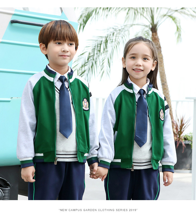 Sports style elementary and middle school students children school uniform set 669-701 two-piece set