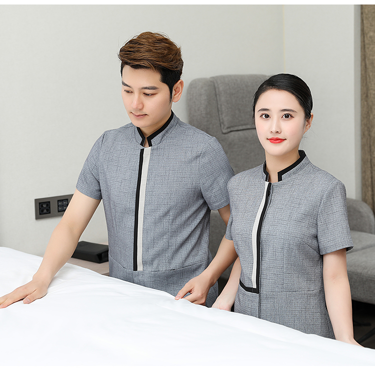 Hotel room hemming short-sleeved cleaning clothes top H10-2109