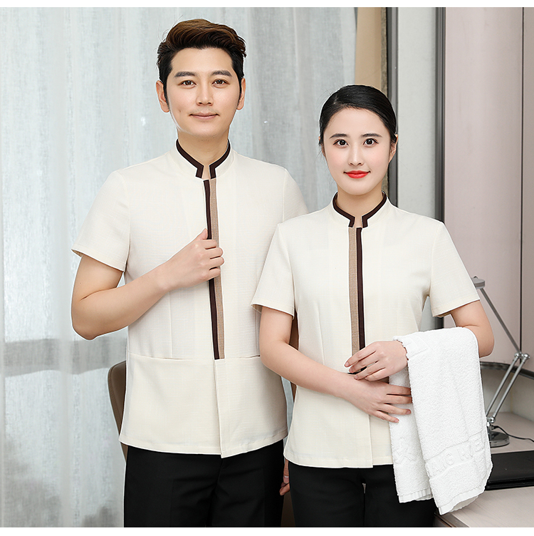 Hotel room hemming short-sleeved cleaning clothes top H10-2109