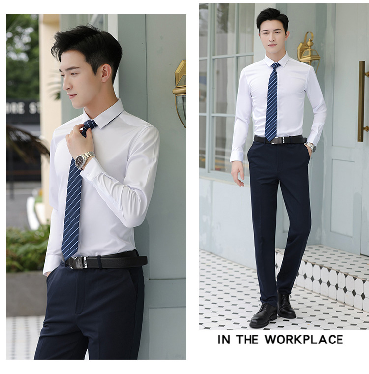 Professional plain elastic long-sleeved shirt for men 111-986 men long shirt