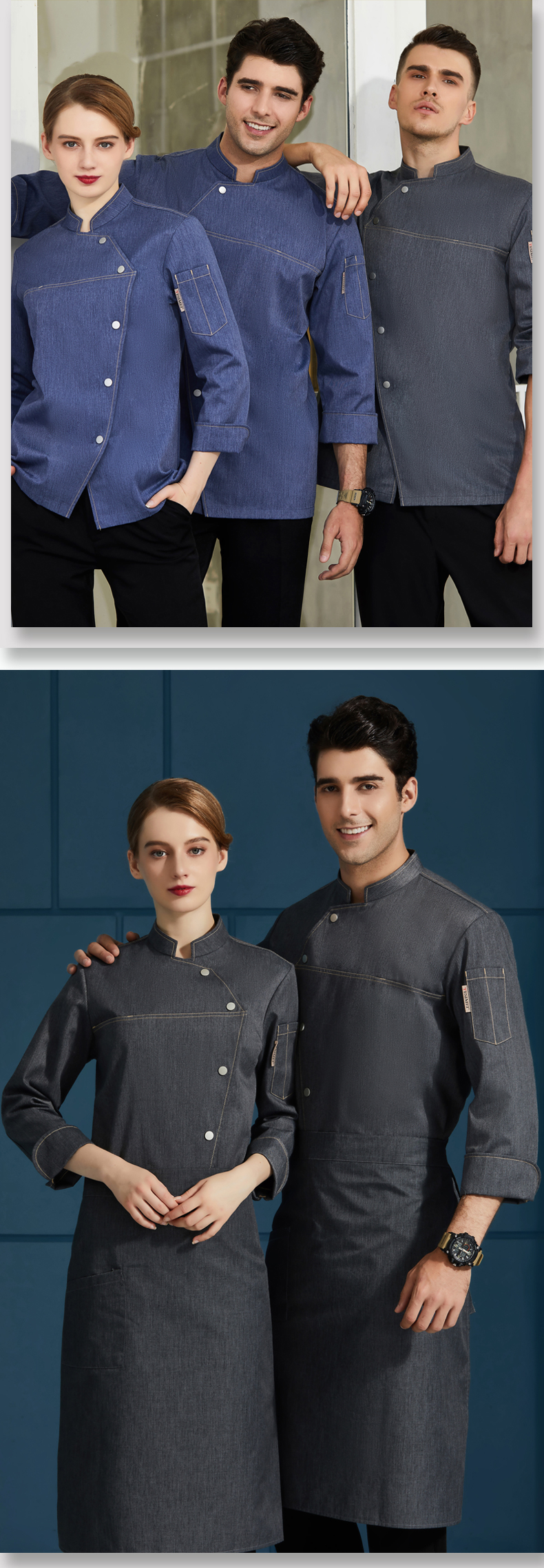 Side-breasted long-sleeved chef uniform H01-2020-46