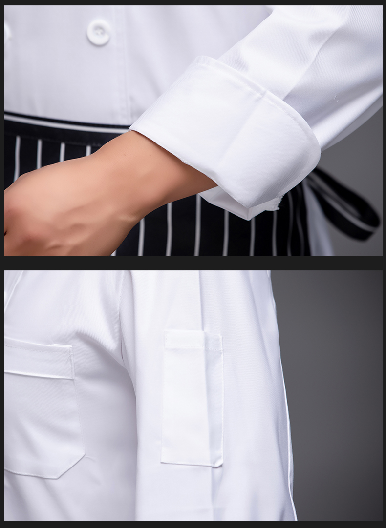 Solid color double row restaurant long sleeve chef uniform top H12-L030