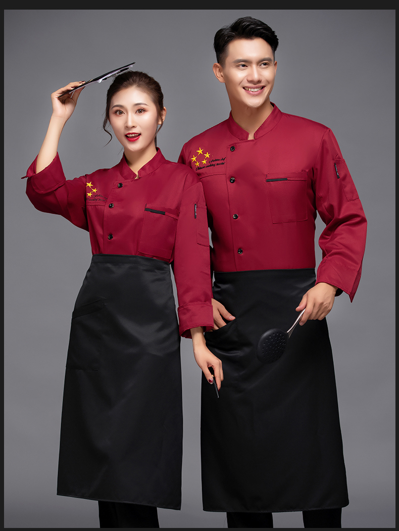 Five-star hotel catering long-sleeved chef uniform top H12-L054