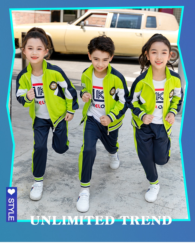 Sports style golden velvet two-piece school uniform for primary and secondary school students and teachers 455-9213