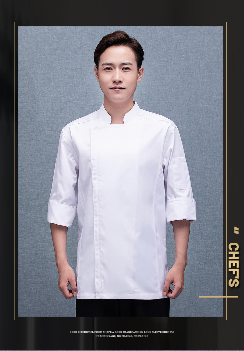 Cotton Shaka three-quarter sleeve zipper chef uniform top universal style H02-21LY004-006