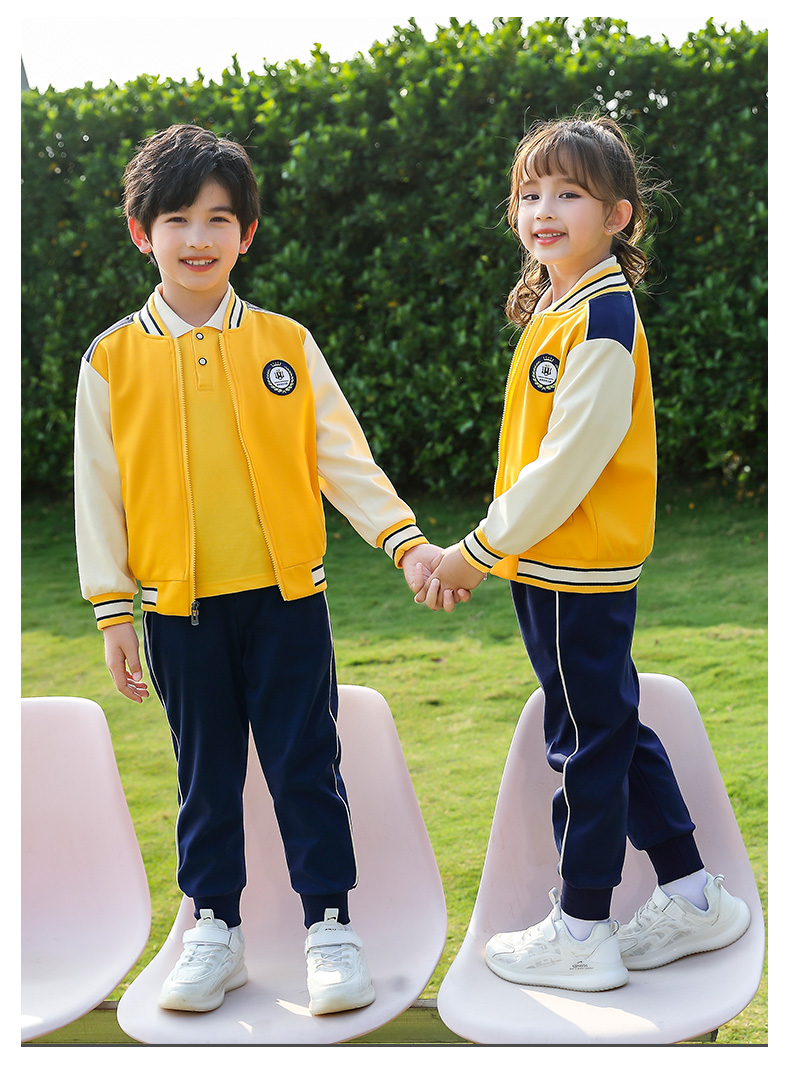 Autumn and winter primary and secondary school students sports British style school uniform long-sleeved suit two-piece suit (including badge) 669-302