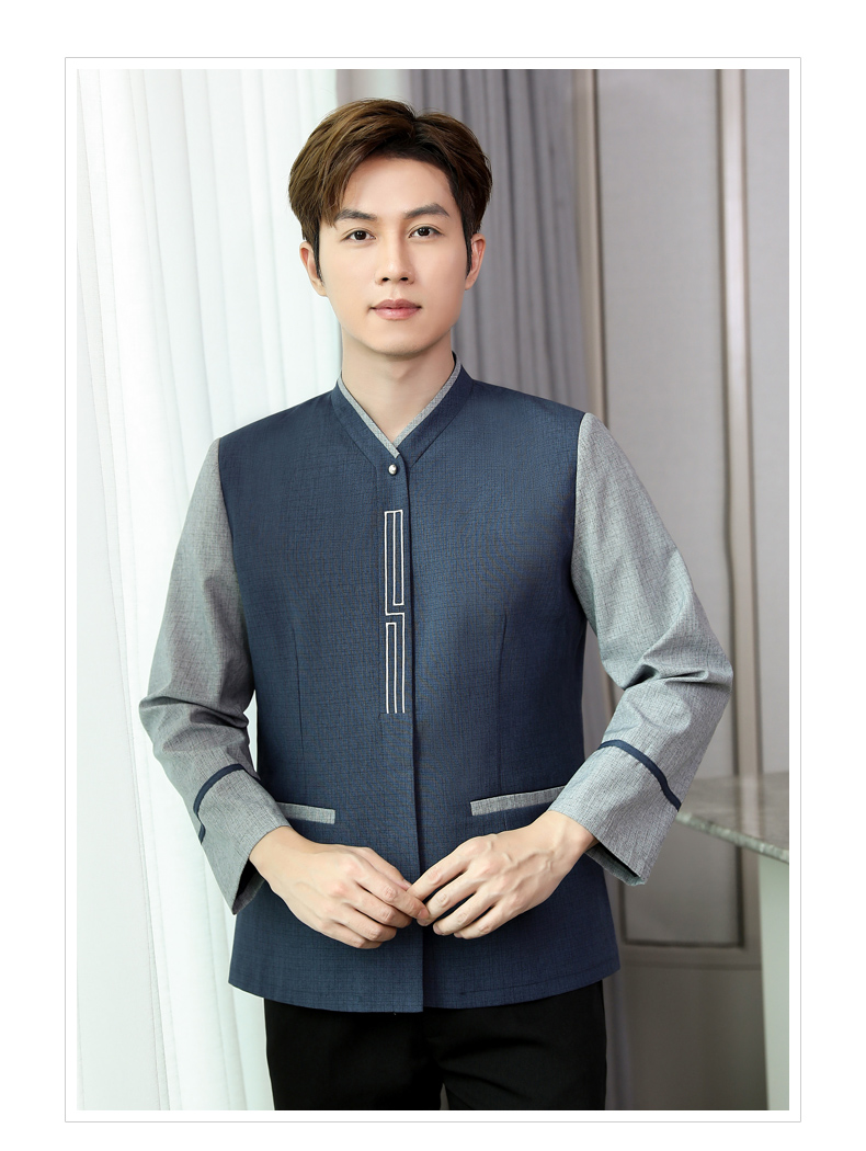 Great Wall V-neck hotel long-sleeved cleaning work clothes H31-BJ04