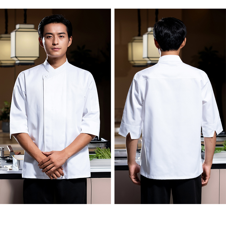 One button three-quarter sleeve long-sleeved chef uniform H02-23661