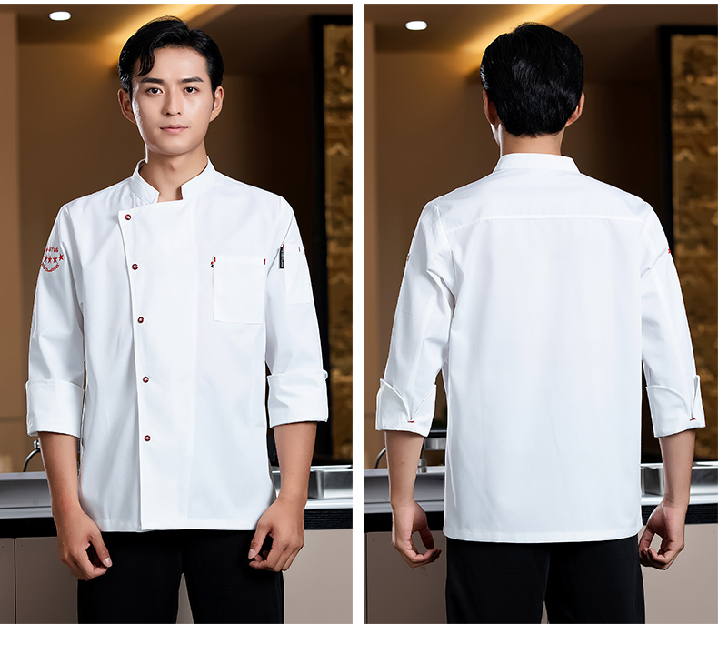 Five-star button chef uniform work clothes long sleeve H02-23673