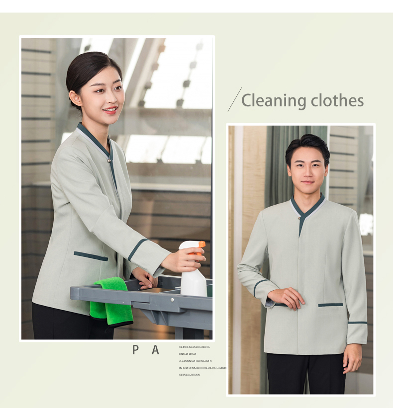 Triangle color matching collar long sleeve cleaning clothes work clothes H01-2023-44