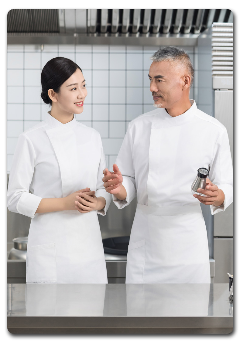 Slant collar concealed placket long sleeve chef uniform H01-2023-26