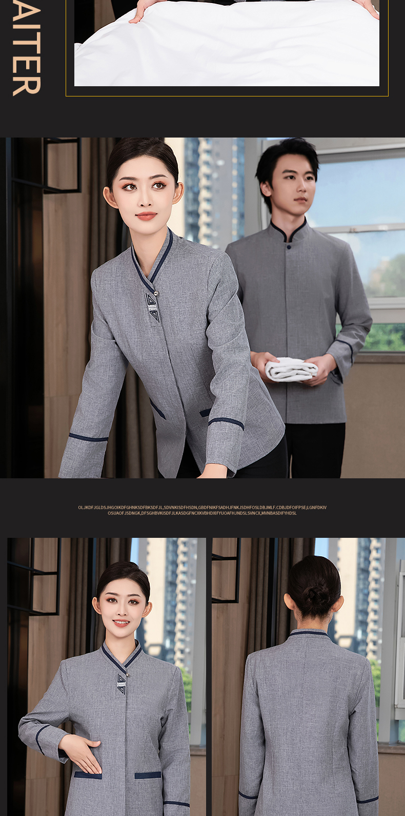 Wugufengdeng long-sleeved cleaning work clothes tops for women H27-Wugufengdeng long-sleeved