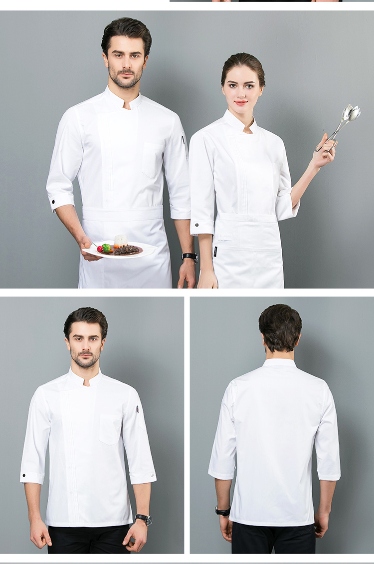 Polyester cotton mid-sleeve chef uniform top H01-1945