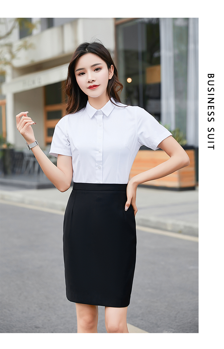 Business commuting bamboo fiber small collar short-sleeved shirt female 180-000 female short-sleeved