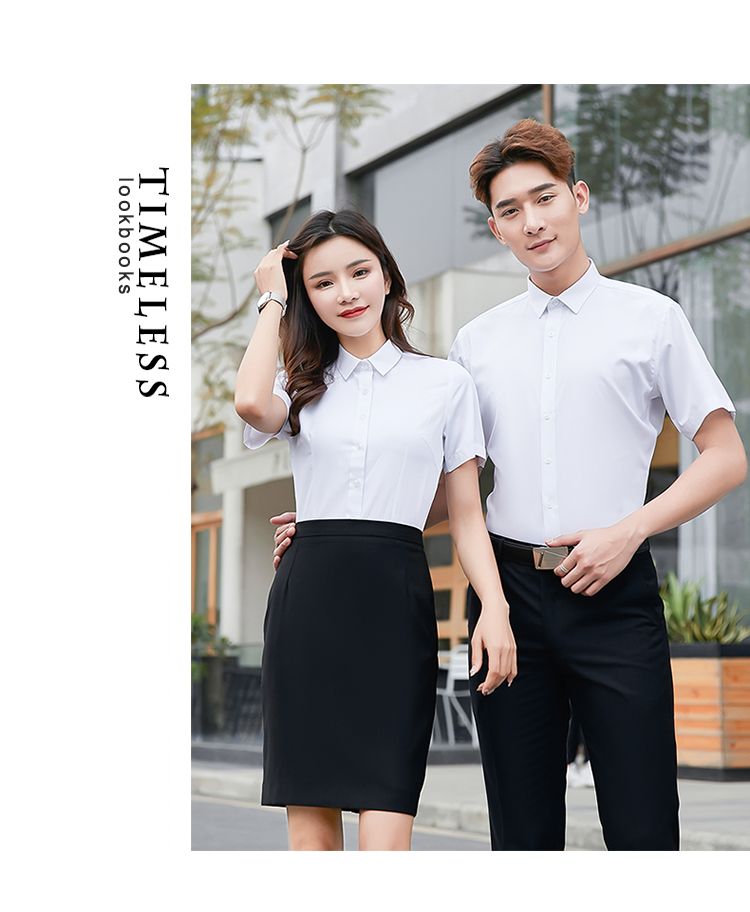 Business commuting bamboo fiber small collar short-sleeved shirt female 180-000 female short-sleeved