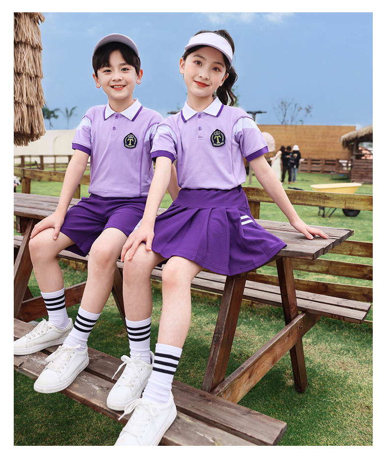 Summer college style children class uniform elementary school uniform two-piece suit 894-2312