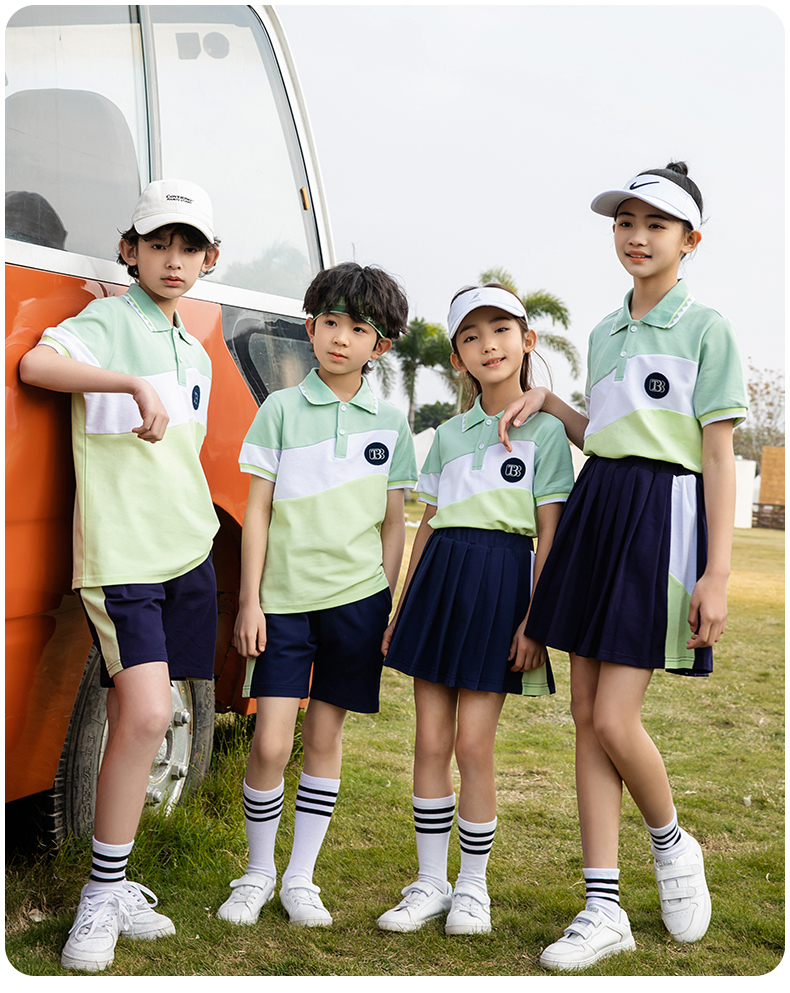 Sports campus style elementary school uniforms kindergarten uniforms class uniforms summer two-piece suits (without badges) 216-6048