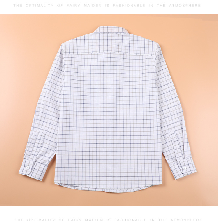 Double-line plaid middle and large children primary school long-sleeved shirt school uniform shirt G08-3652