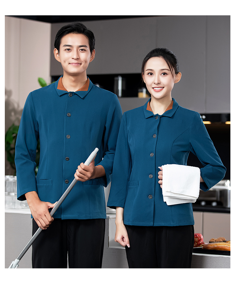 Lapel cleaning clothes long sleeve top H02-2350123501