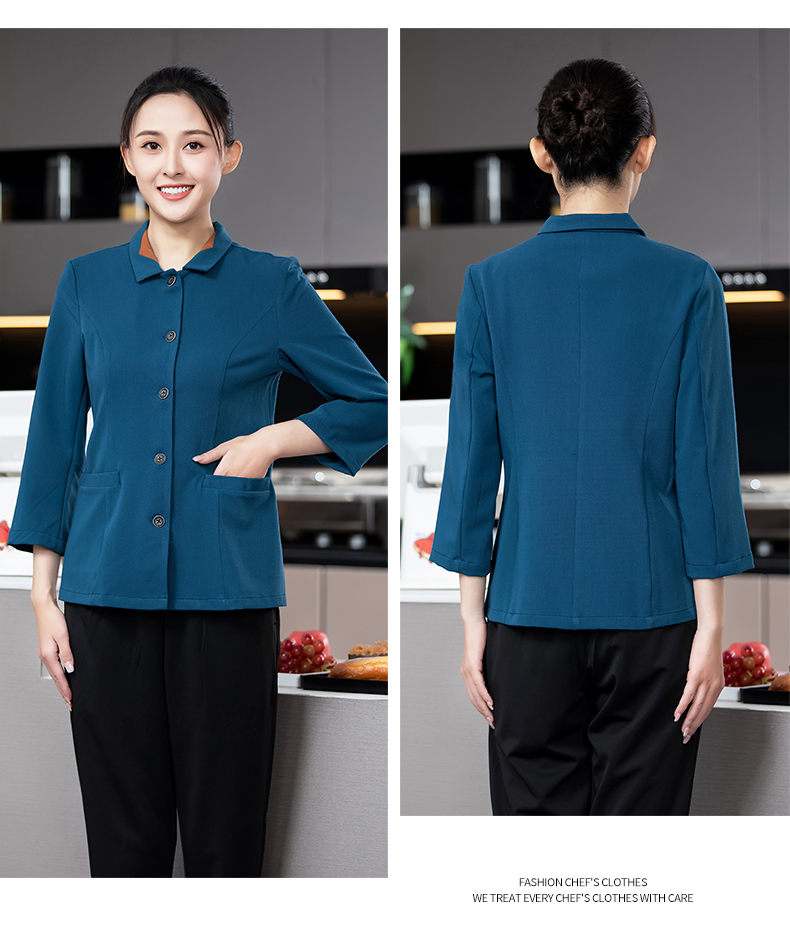 Lapel cleaning clothes long sleeve top H02-2350123501