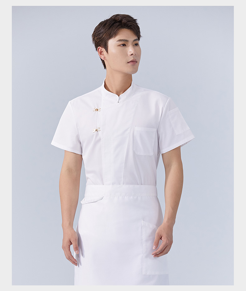 Polyester cotton restaurant hotel short-sleeved chef uniform top H15-HX301