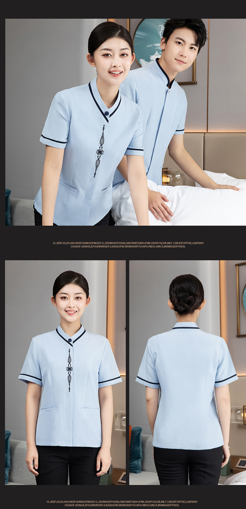 Hotel room short-sleeved cleaning clothes top H27-Fuxing Gaozhao Men