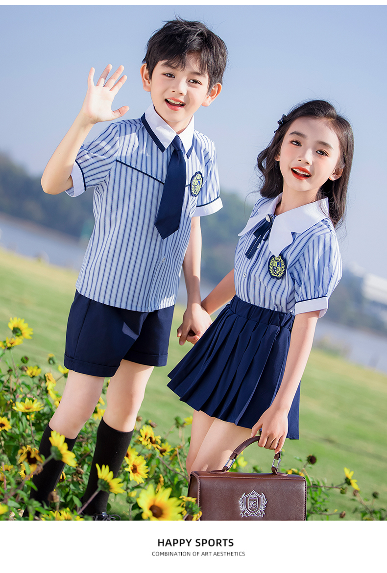 Comfortable color matching stripes simple lapel campus British style school uniform suit 215-907