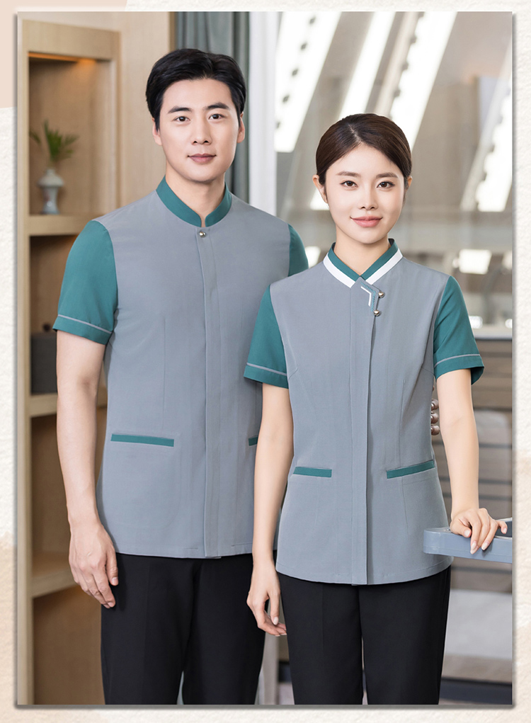 Two-color exquisite embroidery collar cleaning waiter work clothes H01-2024-15 female