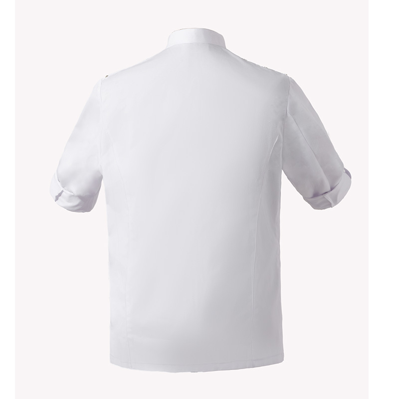 Gray edge snap button long sleeve chef uniform top H01-22102