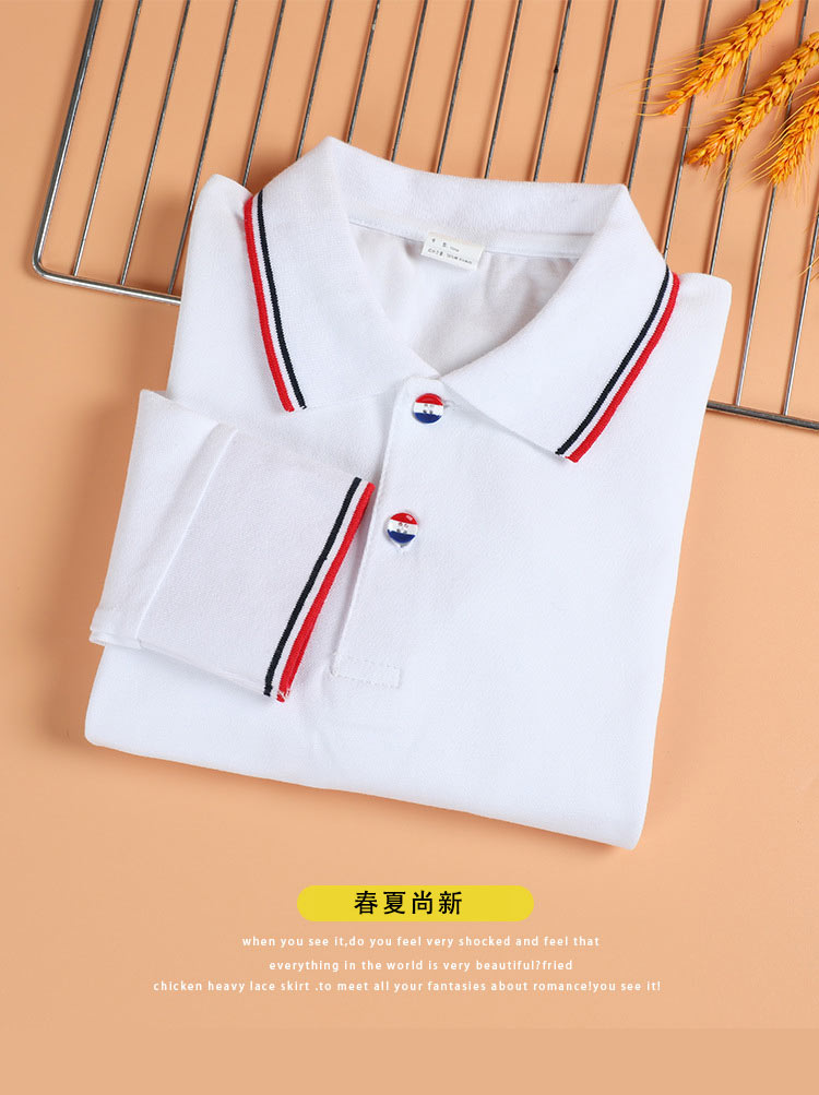 Children clothing for middle and large children, elementary school students, school uniforms, class uniforms, sportswear, long-sleeved white T-shirts, POLO shirts, tops G08-454526842