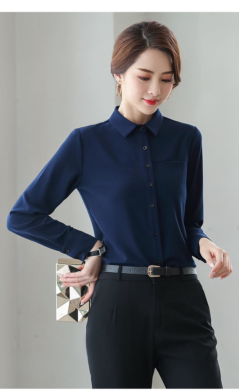 Temperament slim fit professional wear long-sleeved lapel shirt 104-Q6126 long-sleeved shirt top