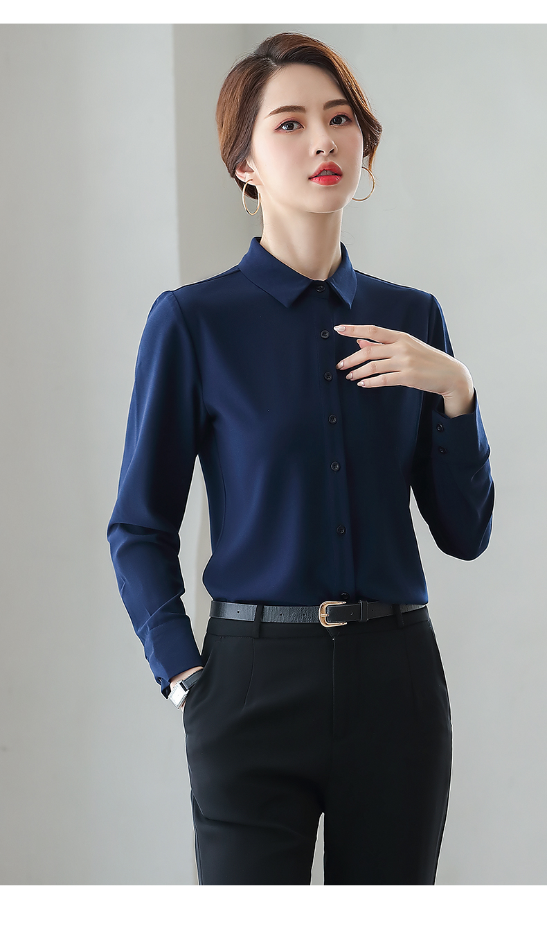 Temperament slim fit professional wear long-sleeved lapel shirt 104-Q6126 long-sleeved shirt top