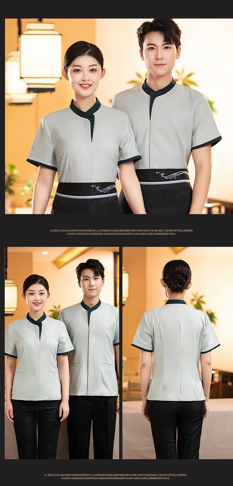 Hotel restaurant short-sleeved waiter top H27-front-line waiter female style