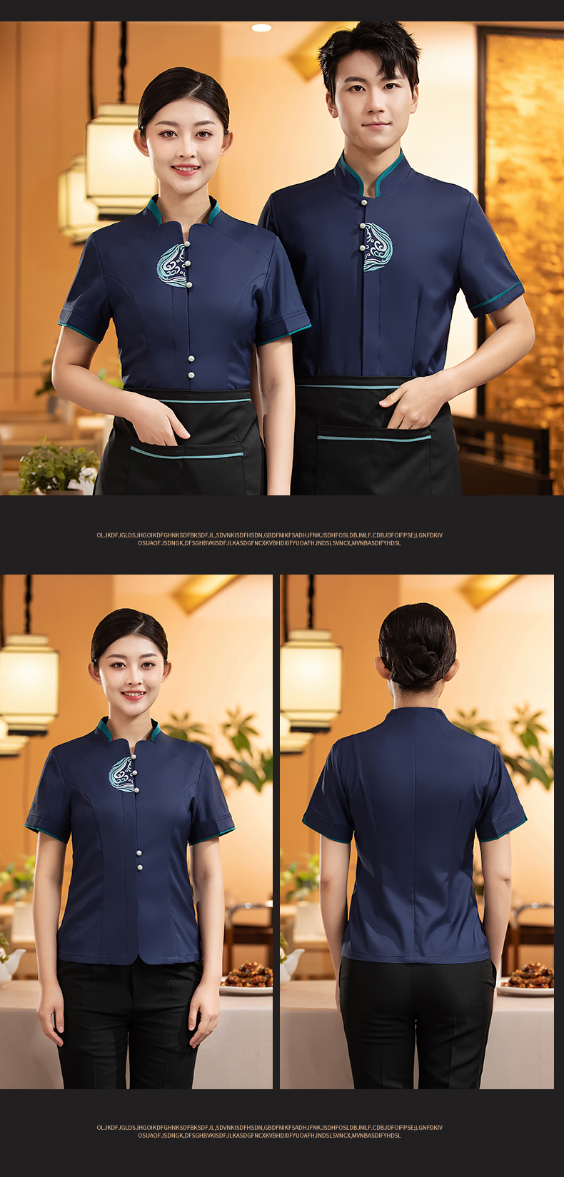 Hotel restaurant waiter short-sleeved top H27-Bringing wealth and treasures Women