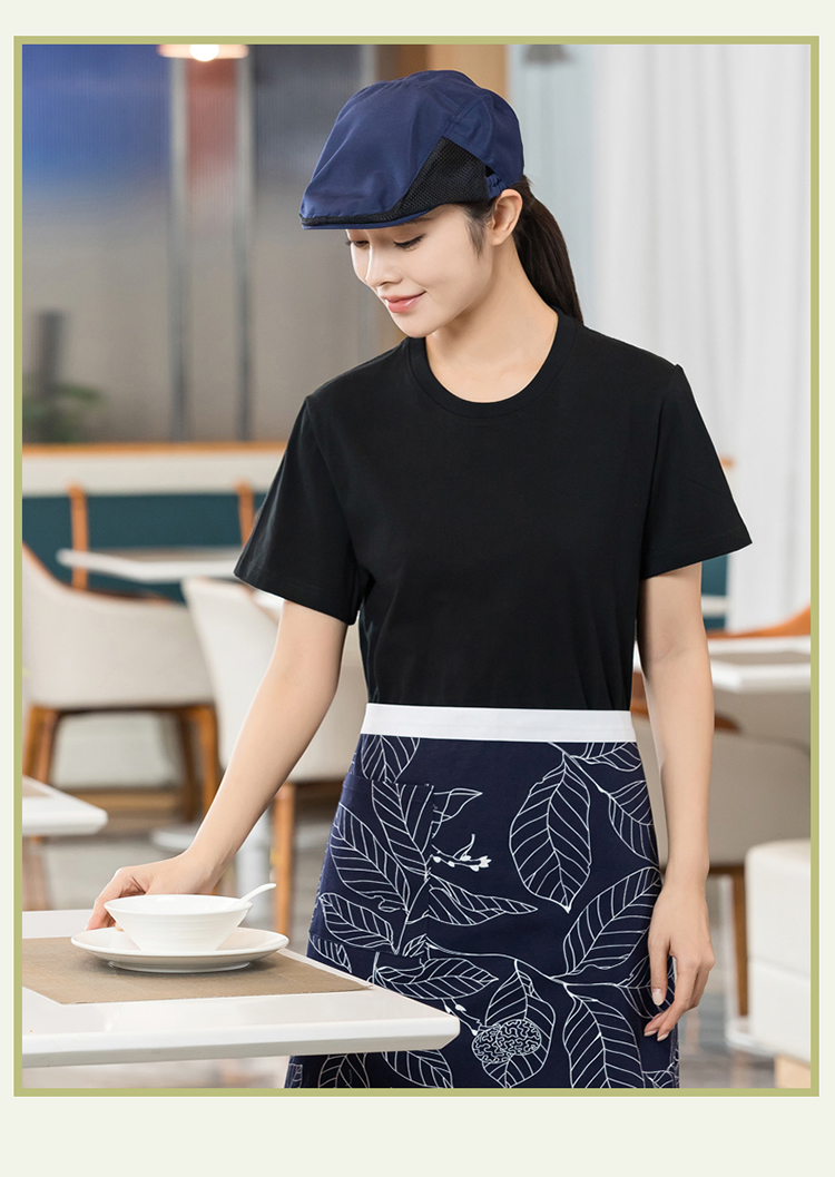 200g combed cotton soft skin-friendly round neck T-shirt waiter work clothes H01-2024-04