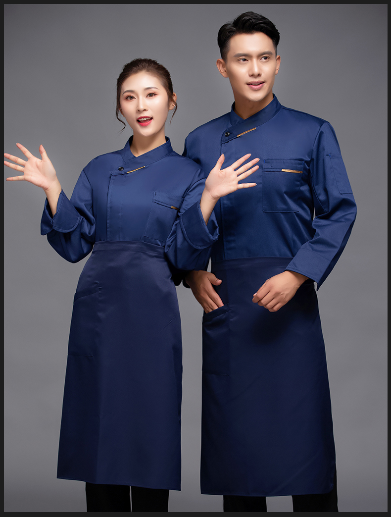 One-shoulder long-sleeved chef uniform top H12-L055