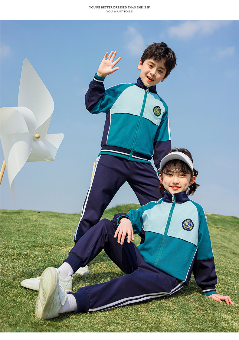 Sports style new sportswear for primary and secondary school students class uniforms school uniforms set 215-9099 (including badges)