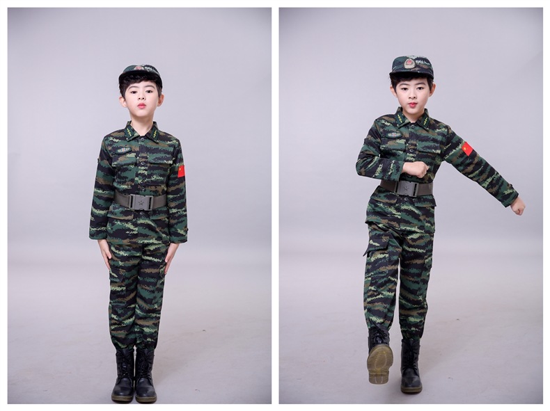 Primary and secondary school students kindergarten summer camp sports military training performance clothing suit L07-camouflage long-sleeved suit