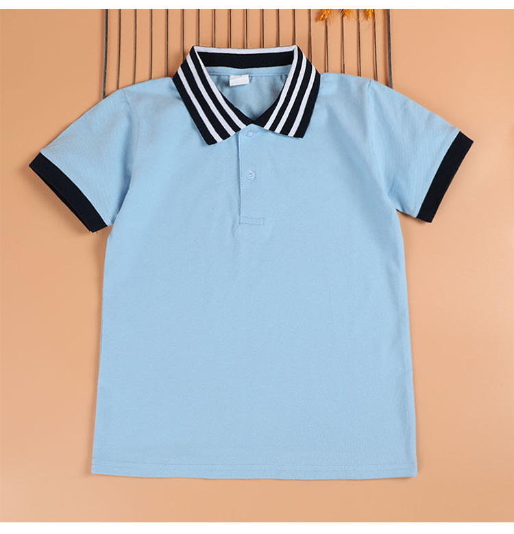 Boys and girls primary and secondary school students class uniform polo shirt long sleeve cotton white T-shirt G08-3680