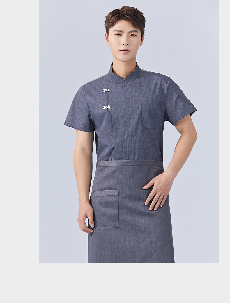 Polyester cotton restaurant hotel short-sleeved chef uniform top H15-HX301