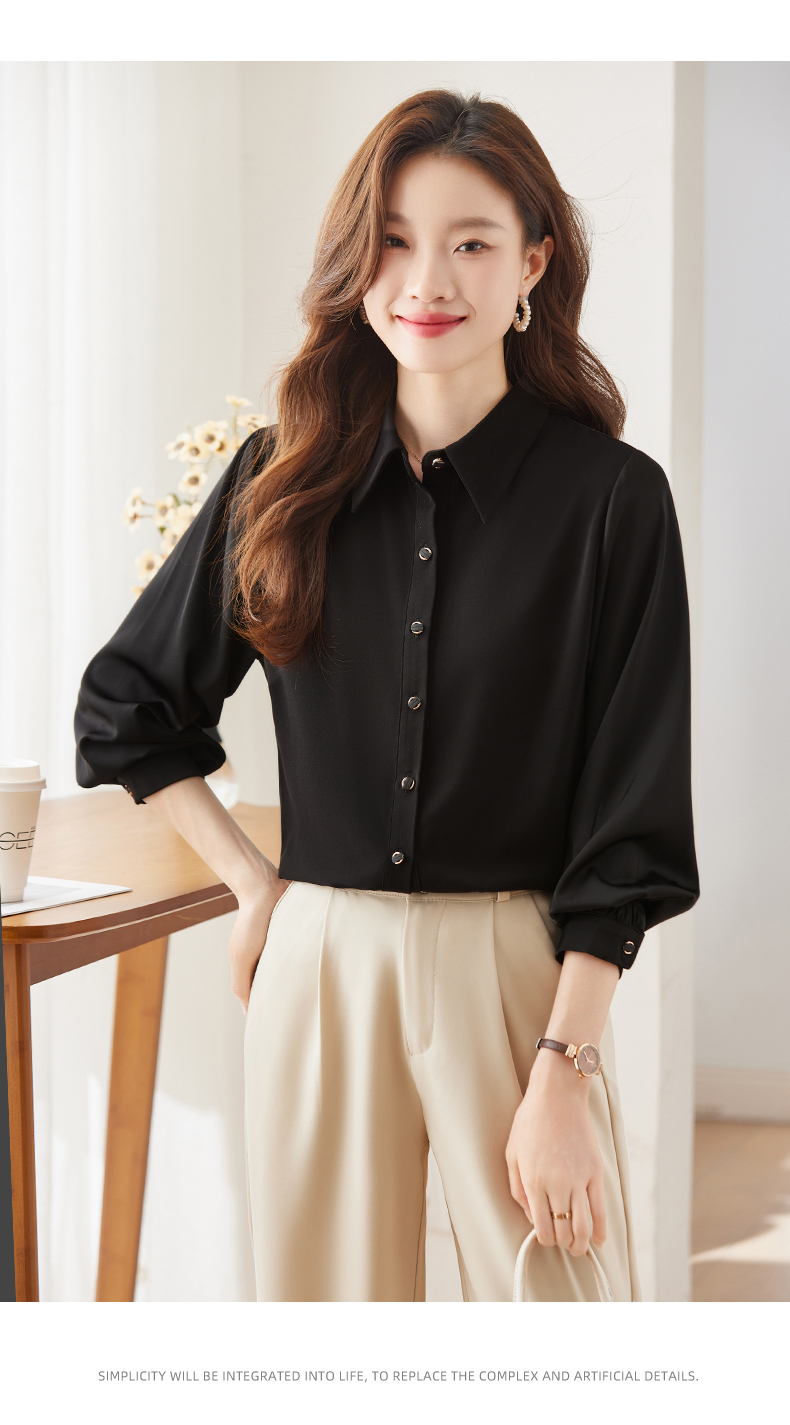 Urban temperament professional wear long-sleeved lapel shirt 104-Q103 long-sleeved shirt top